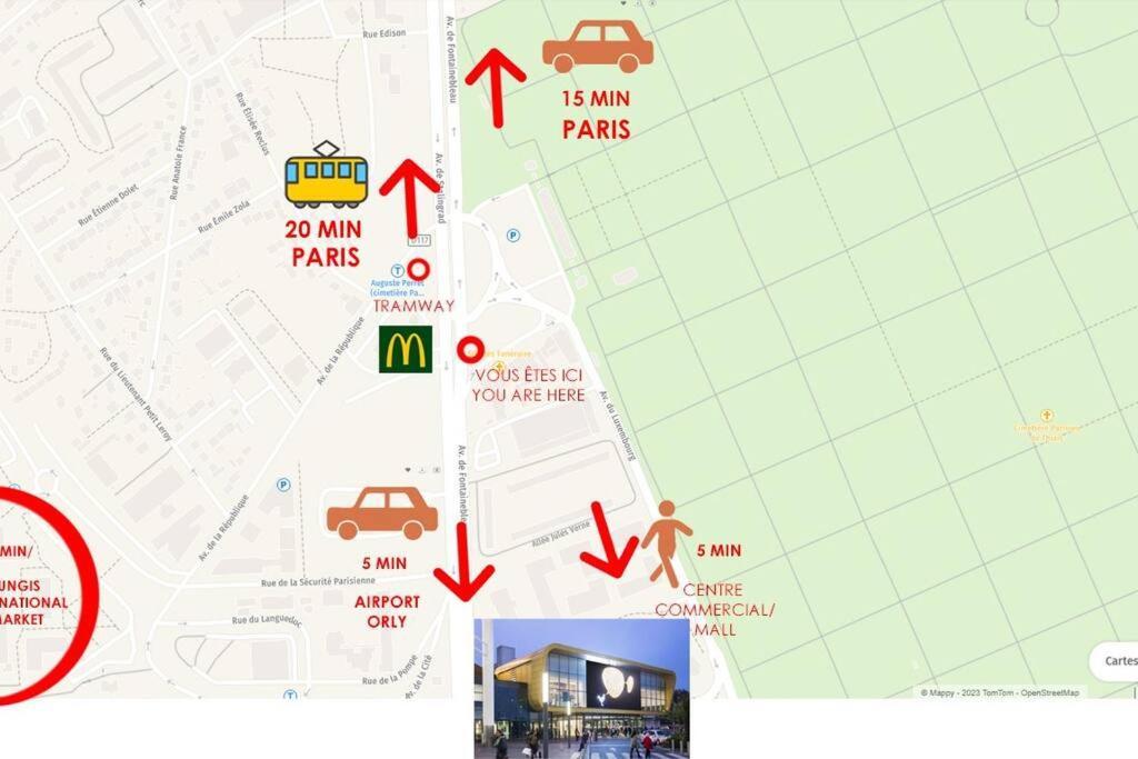 Appartement Paisible Et Bien Situe - Proche Aeroport D'Orly Et Tramway Pour Paris Thiais Esterno foto